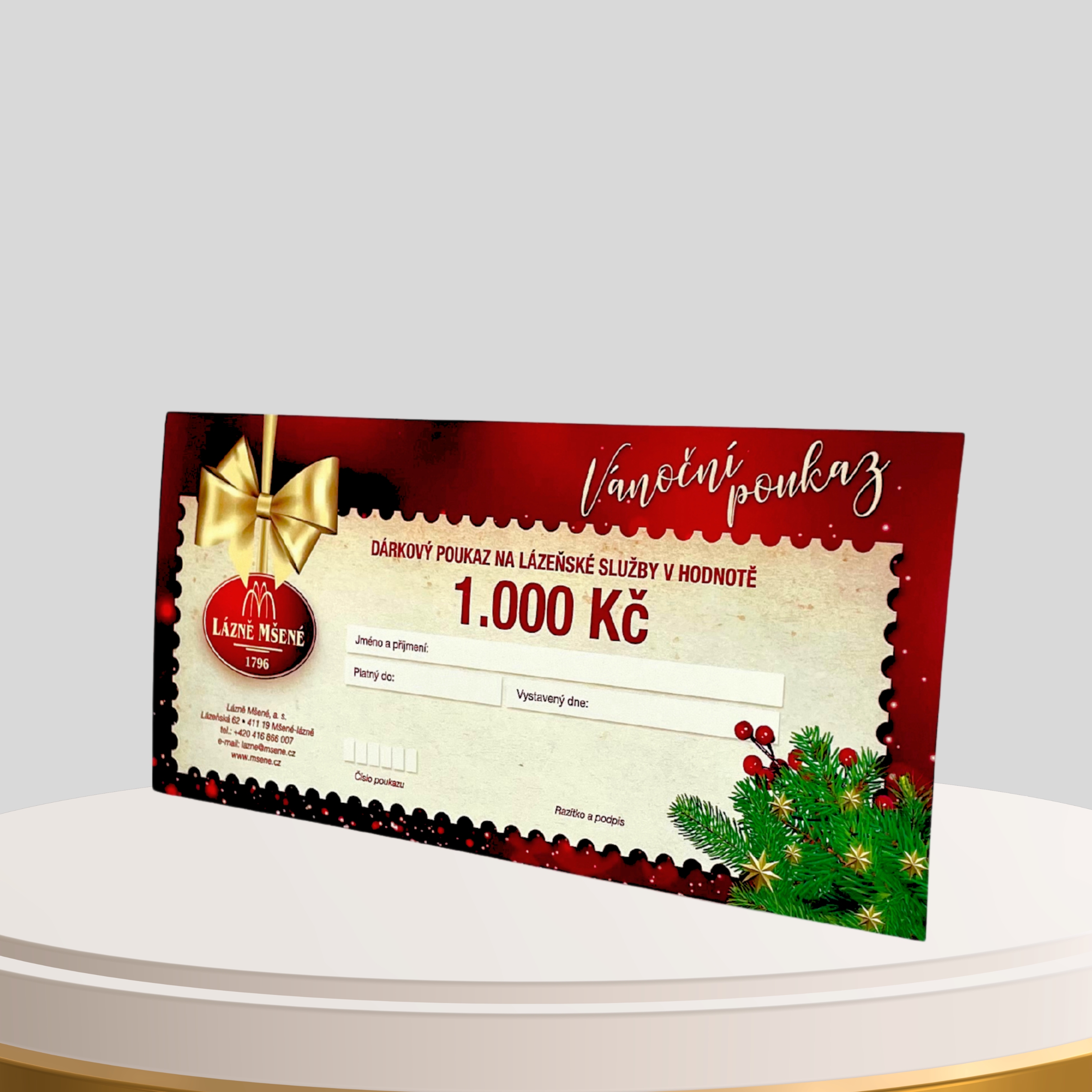 VÁNOČNÍ dárkový poukaz v hodnotě 1 000 Kč