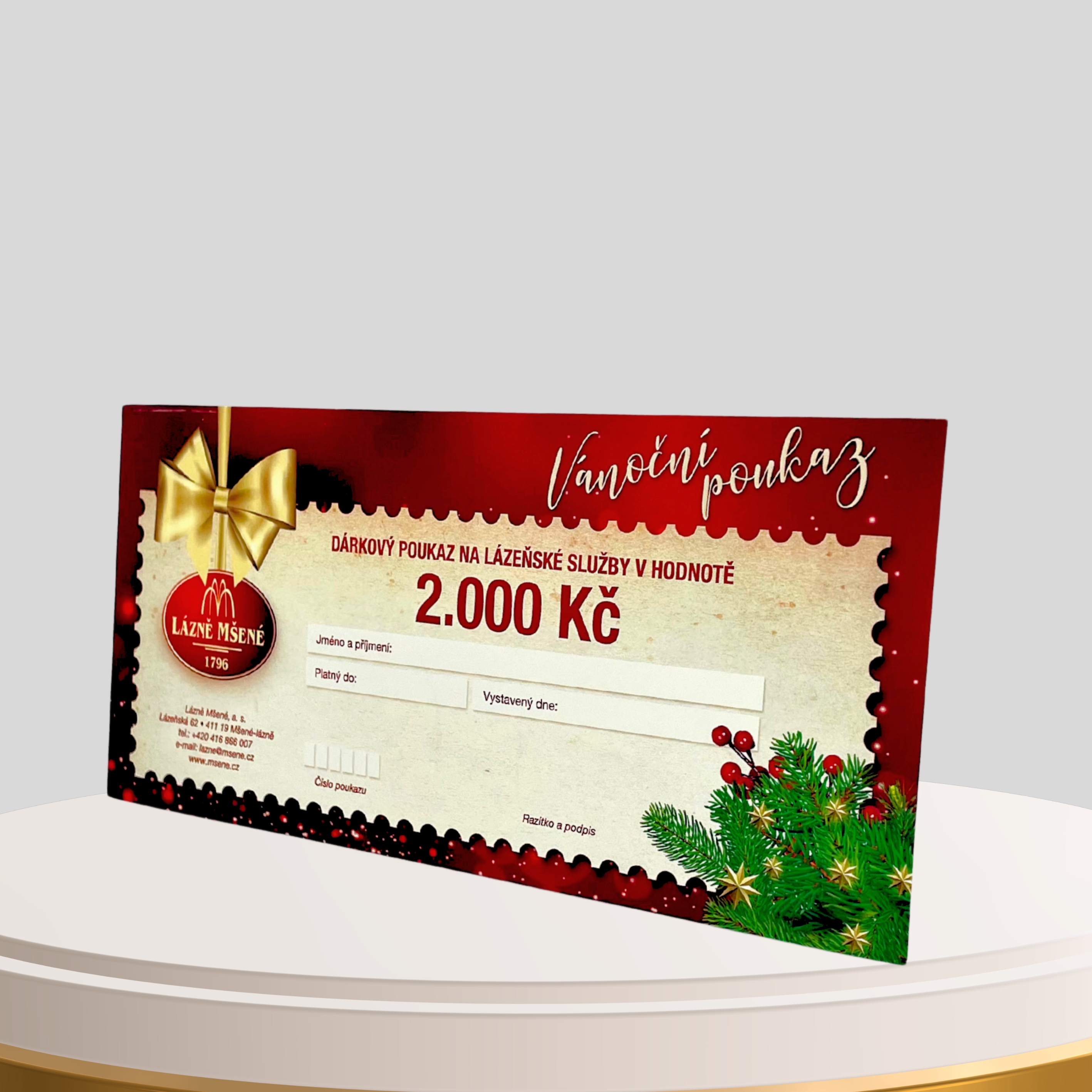 VÁNOČNÍ dárkový poukaz v hodnotě 2 000 Kč